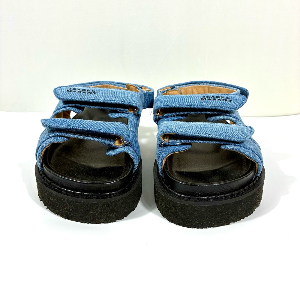 Isabel Marant Madee Platform Sandals Denim Light Blue 40 9 NEW Flat - Picture 6 of 17